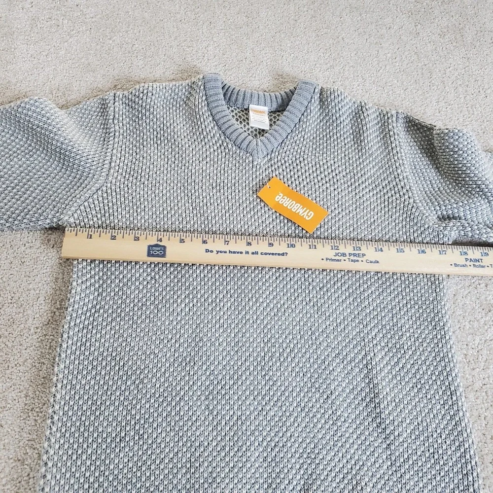 Gymboree Youth Boy's‎ Sweater SZ L 10-12 Gray & White V-neck Long Sleeve NWTG